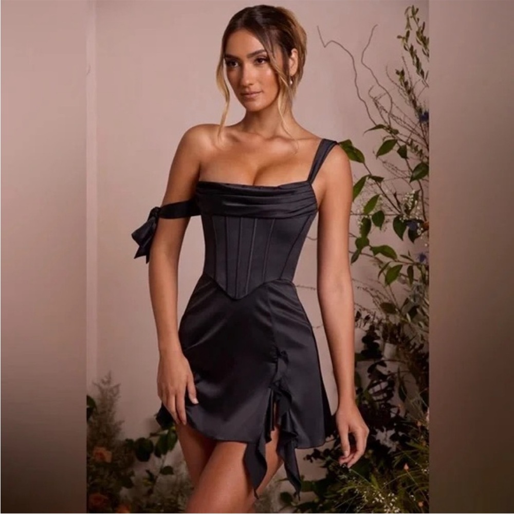 Oh Polly Black One Shoulder Dress